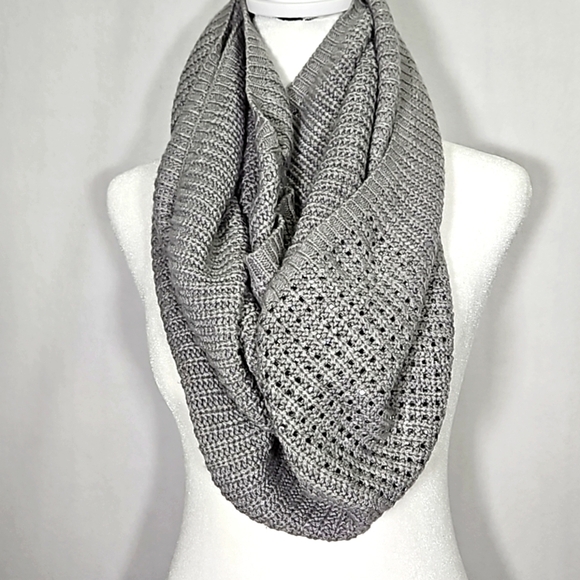 Calvin Klein Accessories - Calvin Klein Logo Infinity Grey Scarf with Rhinestones OS